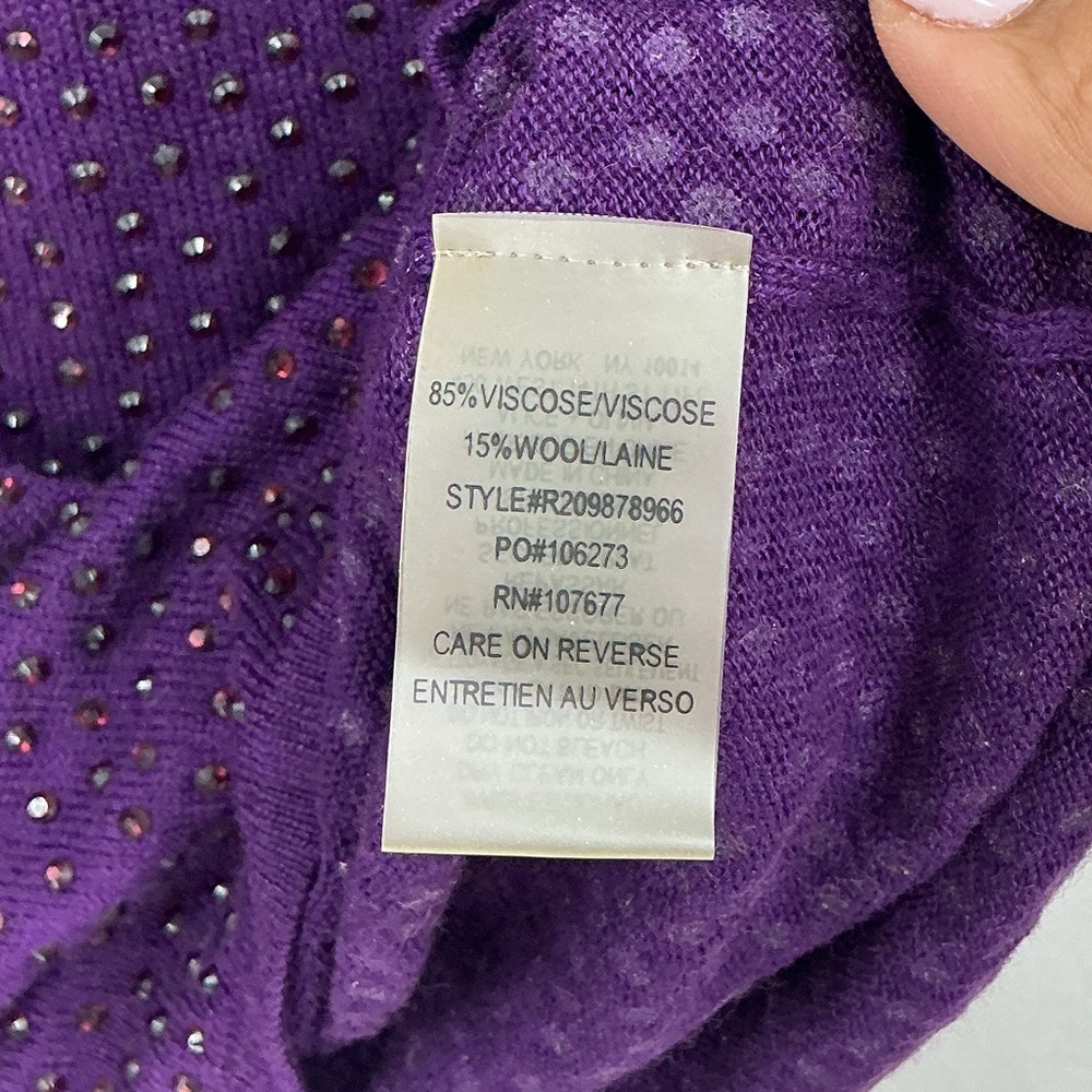 Alice + Olivia Purple Rhinestone Crewneck Sweater 674 - Picture 4 of 7